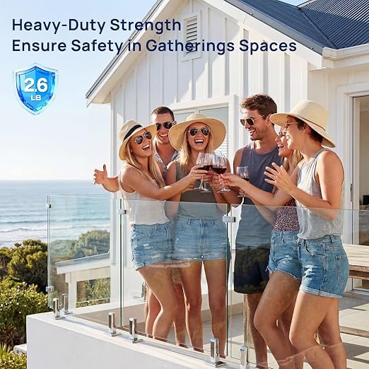 LukLoy 12 Pack Marine Grade 2205 Stainless Steel Glass Railing Sipgot Heavy Duty Glass Clamp Brushed Pool Fence Spigot Balustrade Post Railing System (12 Pack, Each NW 2.6lb, GW 3.5lb) - Level 3 - Image 2