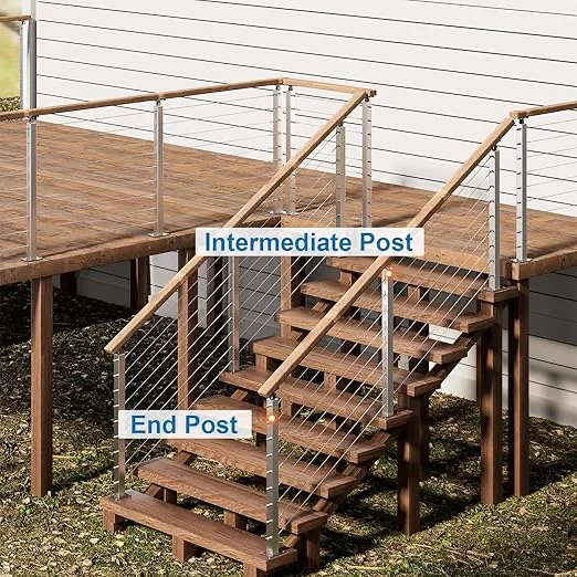 2 Pack Cable Railing Post Stainless Steel Adjustable Angle Intermediate Post for 1/8" Deck Cable Railing,Silvery - Image 3