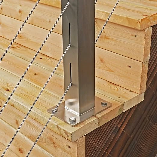 2 Pack Cable Railing Post Stainless Steel Adjustable Angle Intermediate Post for 1/8" Deck Cable Railing,Silvery - Image 4